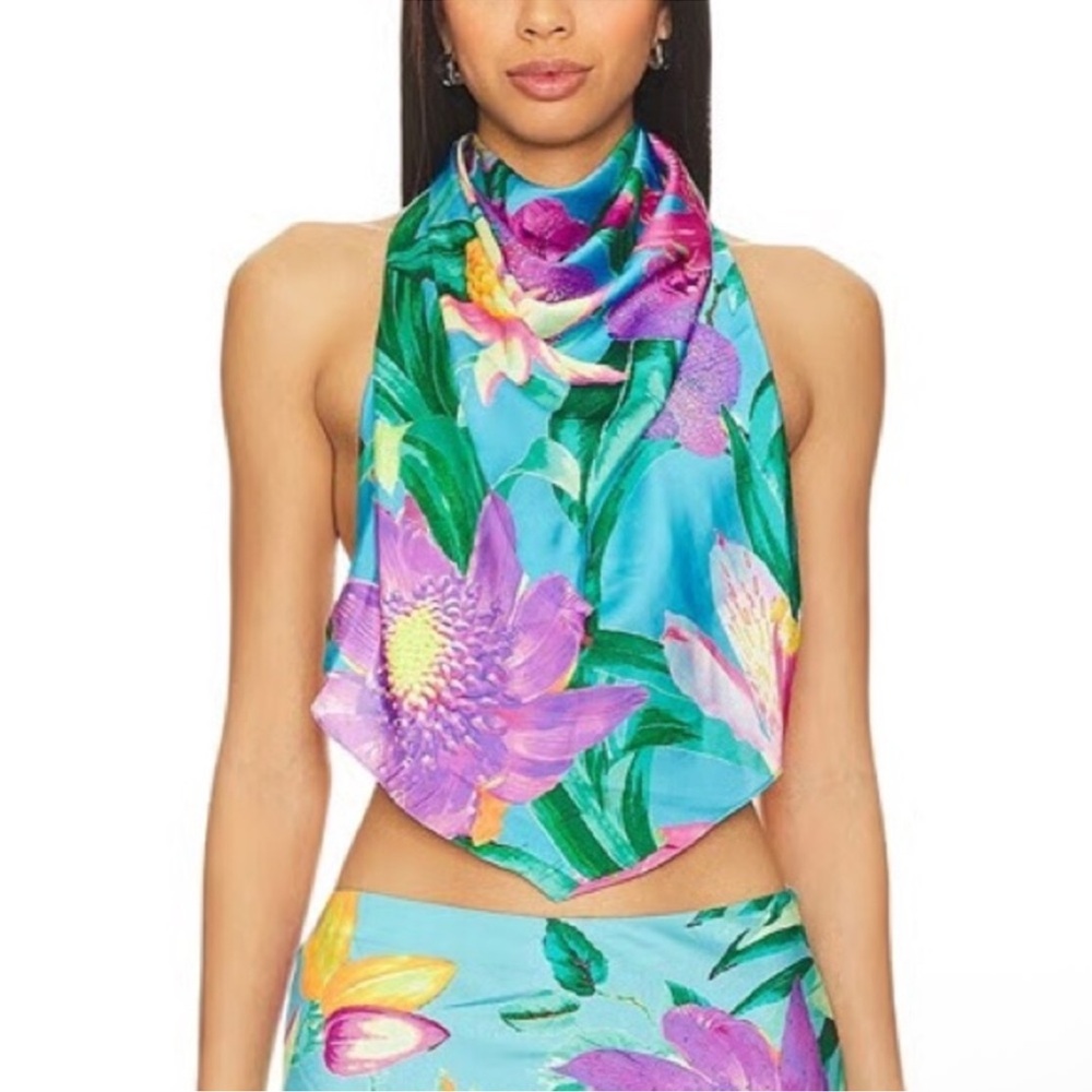 Rococo Sand x REVOLVE Ocean Crop Top With Pearl Chain in Turquoise Size S